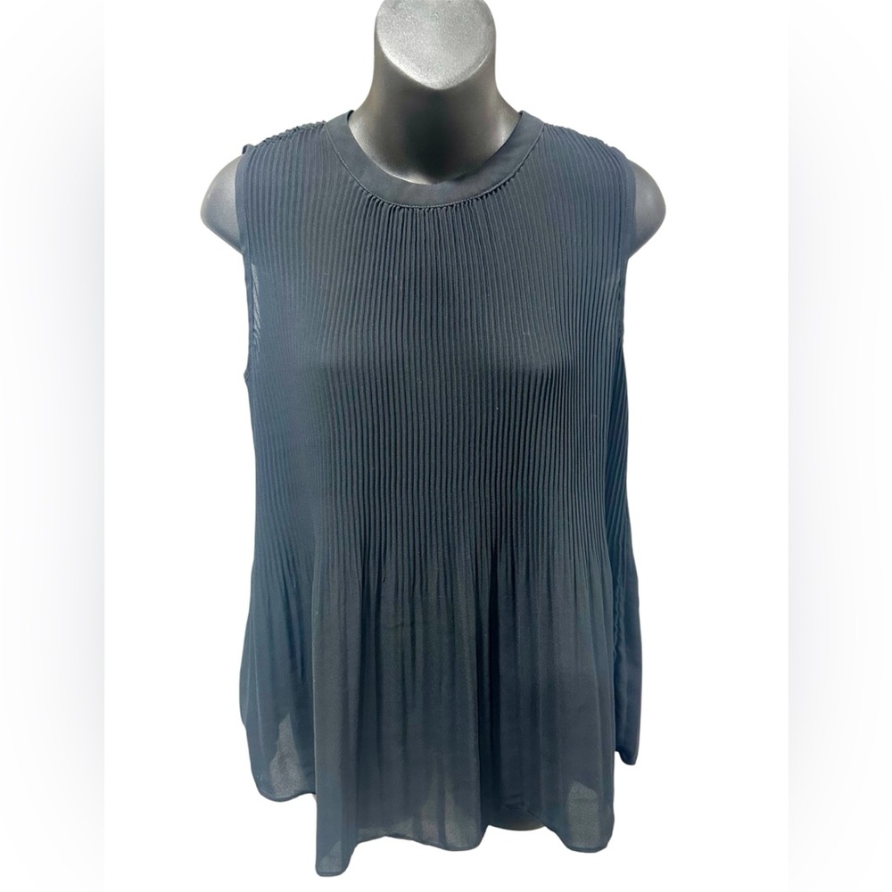 Adrianna Papell Sleevess Pleated Top Black Small